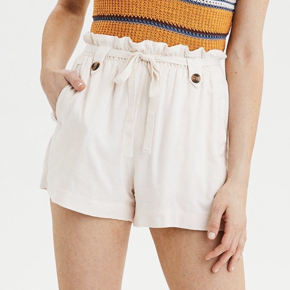 Price Firm | American Eagle | Soft Paper Bag Cream High Waisted Shorts